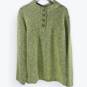 Chic Lime Green Knit Sweater with Buttons